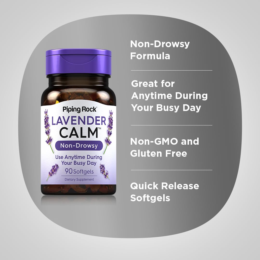 Piping Rock Lavender Calm Pills β 90 Softgels | Non-Drowsy, Non-GMO & Gluten Free