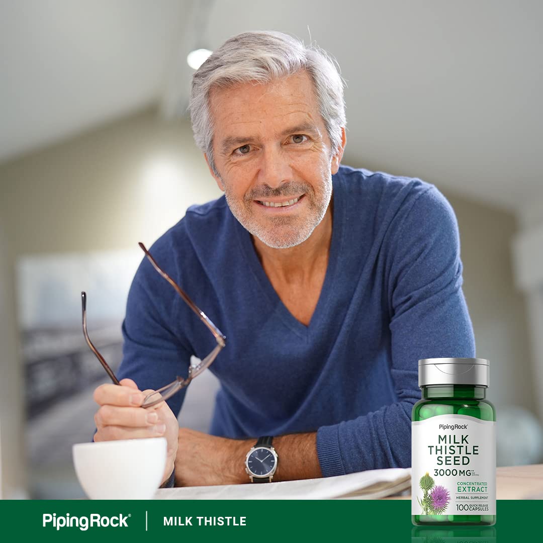 Piping Rock Milk Thistle 3000mg β 100 Capsules | Non-GMO & Gluten Free (Pack of 2)