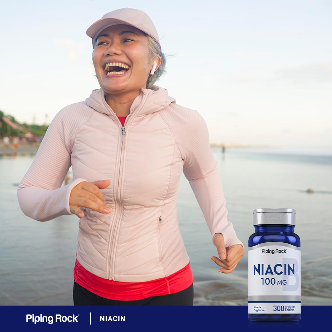 Piping Rock Niacin 100mg β 300 Tablets | with Flushing | Vegetarian, Non-GMO, Gluten Free (Pack of 2)