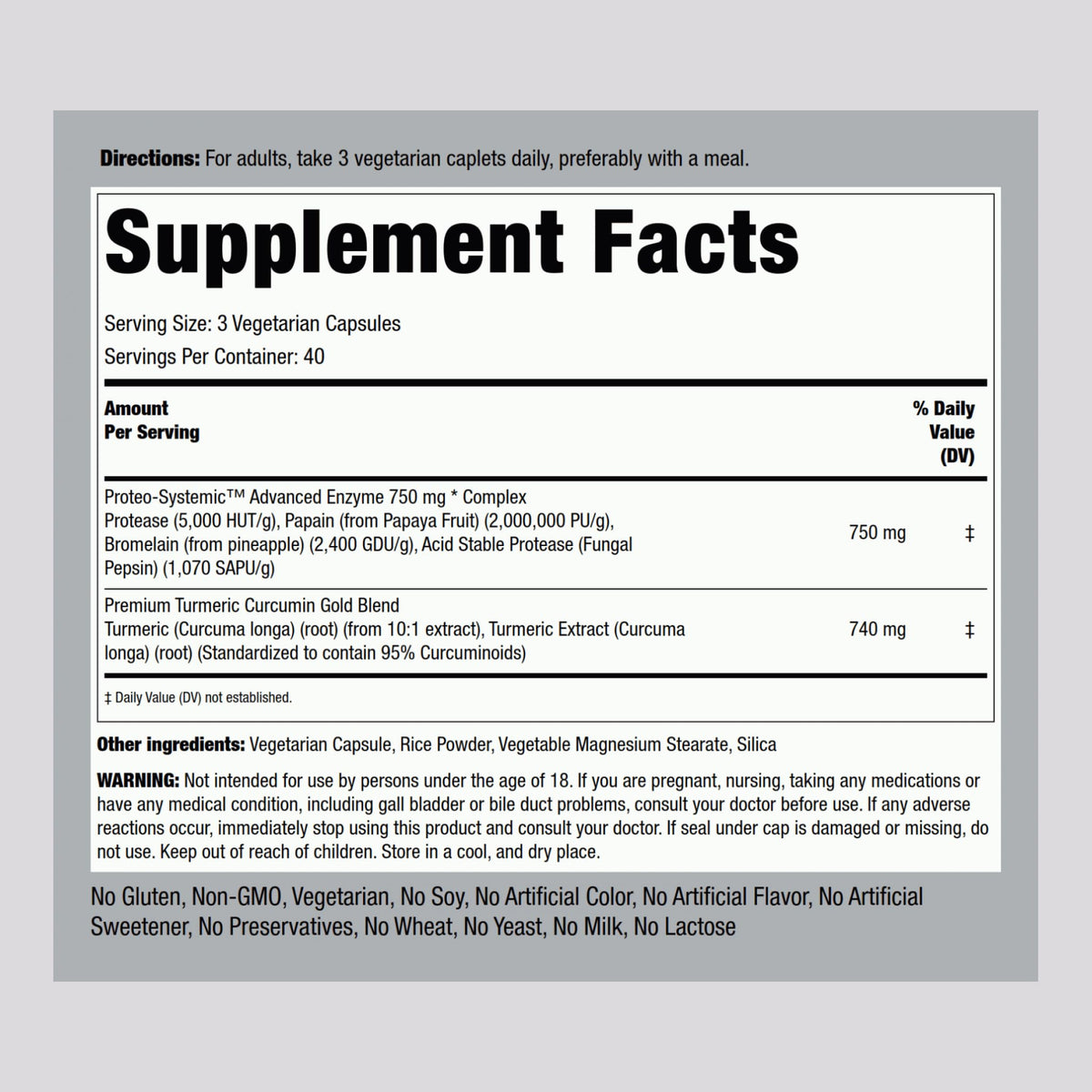 Piping Rock Proteolytic Enzymes Supplement | 120 Capsules | Broad Spectrum Complex | Vegetarian, Non-GMO, Gluten Free (Pack of 2)