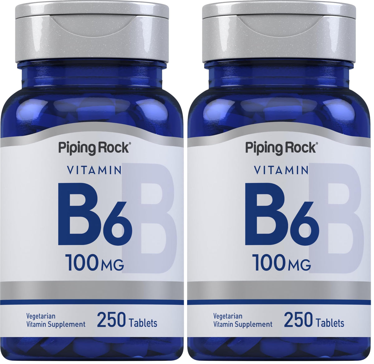 Piping Rock Vitamin B-6 100mg Supplement – 250 Tablets – Pyridoxine Hydrochloride – Non-GMO & Vegetarian (Pack of 2)