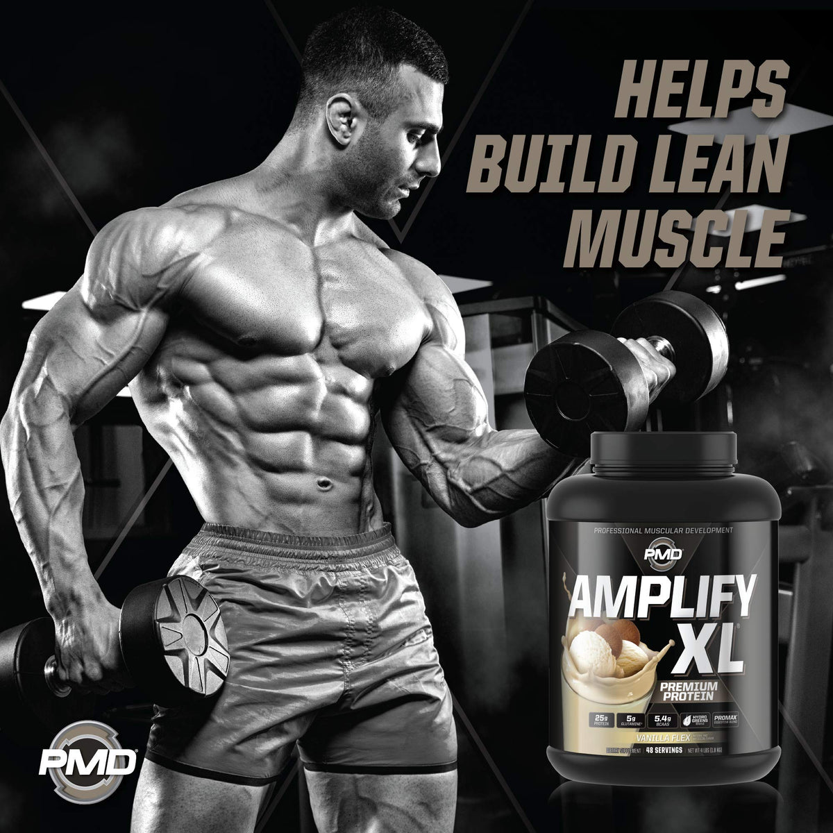 PMD Amplify XL Premium Whey Protein con Miscela Hydro Greens – Vanilla Flex