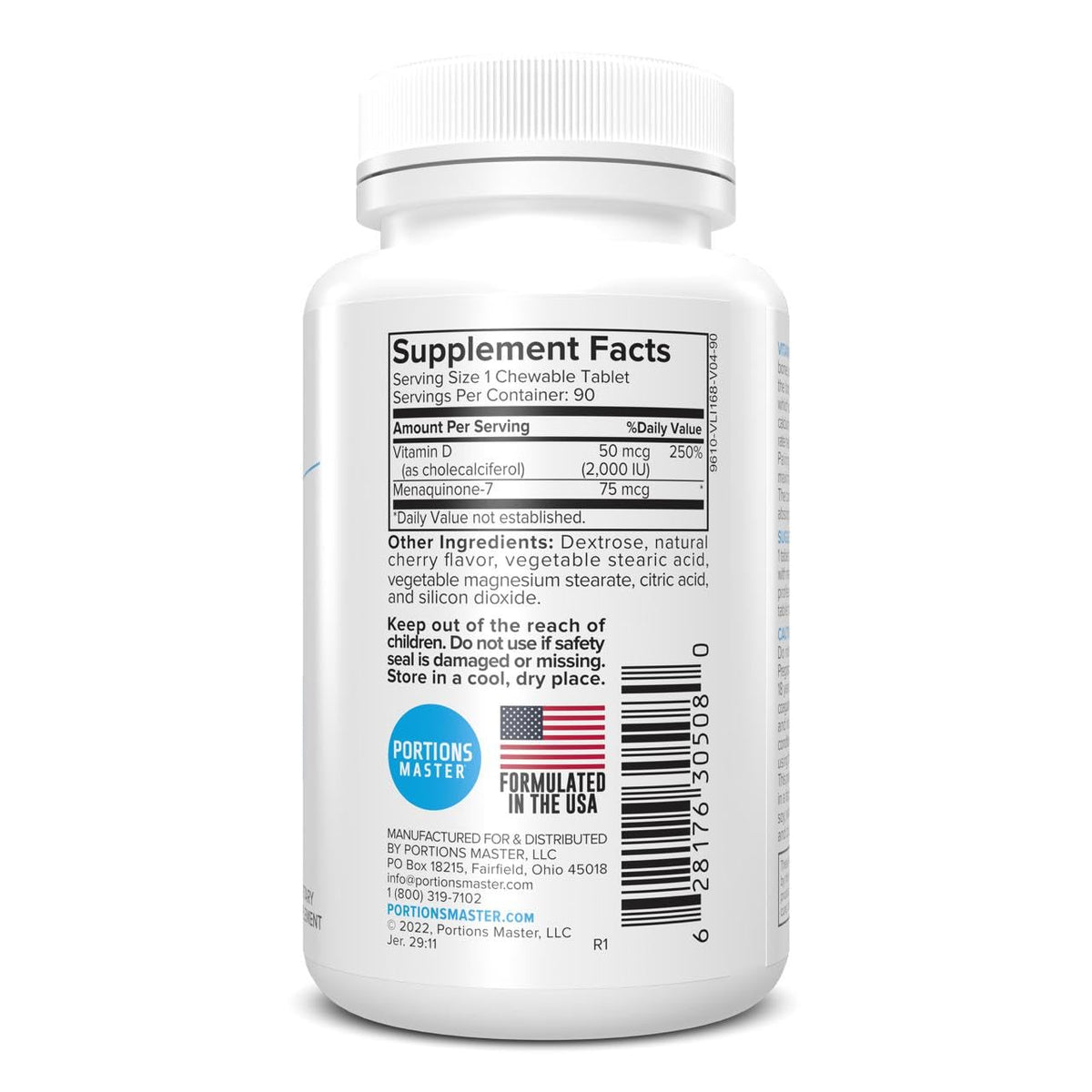 Portions Master Vitamin D3 + K2 5000 IU β Bone & Heart Health (60 Caps) β’ Non-GMO, Gluten-Free