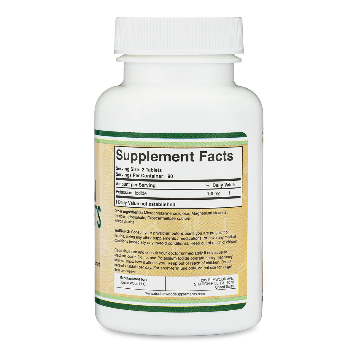 Potassium Iodide 130 mg Tablets β 180 Count Emergency Use for Exposure β 3 Month Supply | Double Wood Supplements