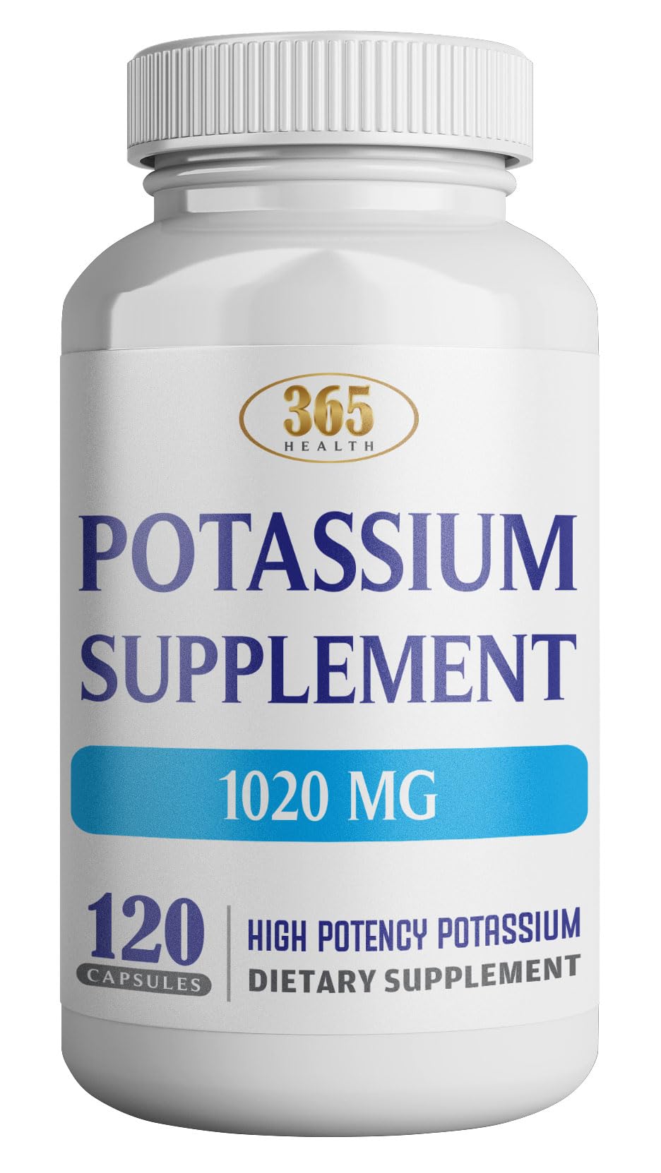 Integratore di potassio 365 Health 1020 mg | Bicarbonato di potassio | Non OGM | Senza glutine | Prodotto negli Stati Uniti | 120 capsule vegetariane