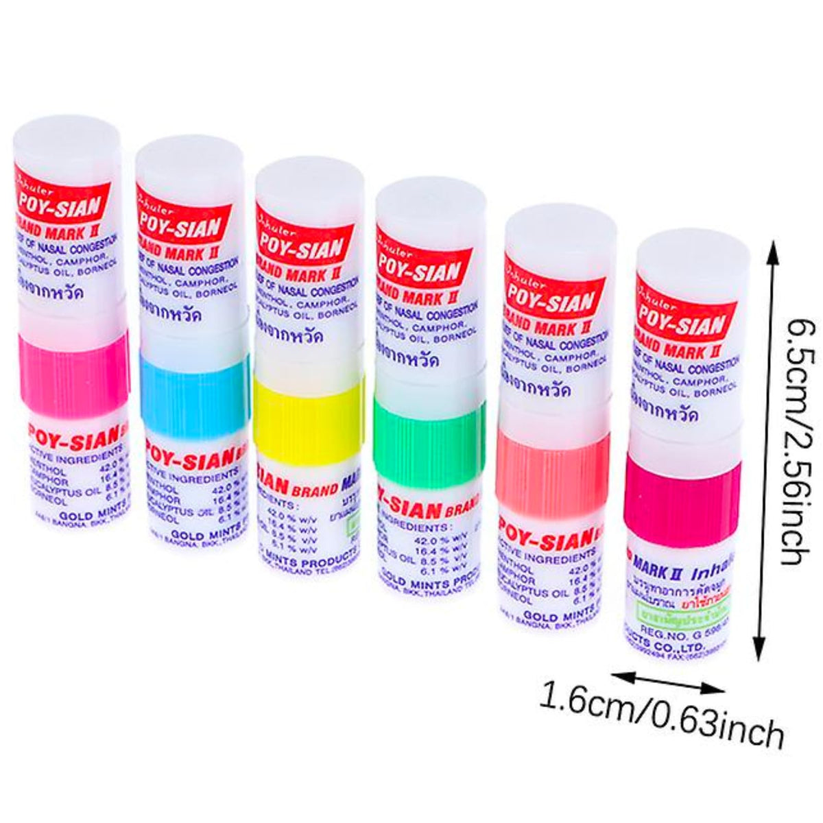 POY-SIAN Mark II Menthol Aromatherapy Nasal Inhaler β 6 Pack | Natural Herbal Cooling