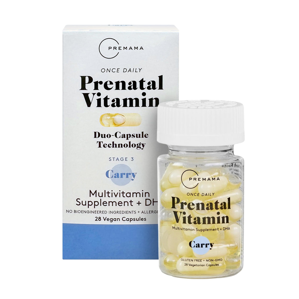 Premama Prenatal Vitamins for Women β Once-Daily Multivitamin with Folate & DHA | Vegan, Allergen-Free (28 Capsules)