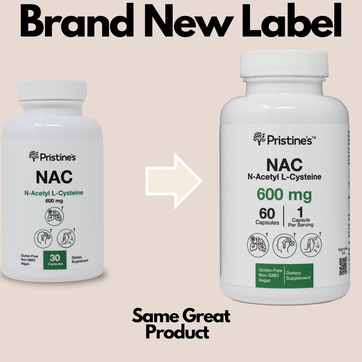 N-Acetyl L-Cysteine (NAC) Immunity, Lung & Liver Support - 600mg, 60 Day Supply | Vegan, Gluten Free, Non-GMO