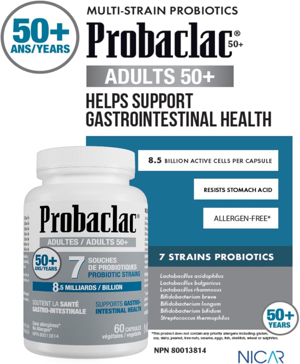 Probaclac Probiotics for 50+ β GI Health & Bloating Relief | 7 Strains