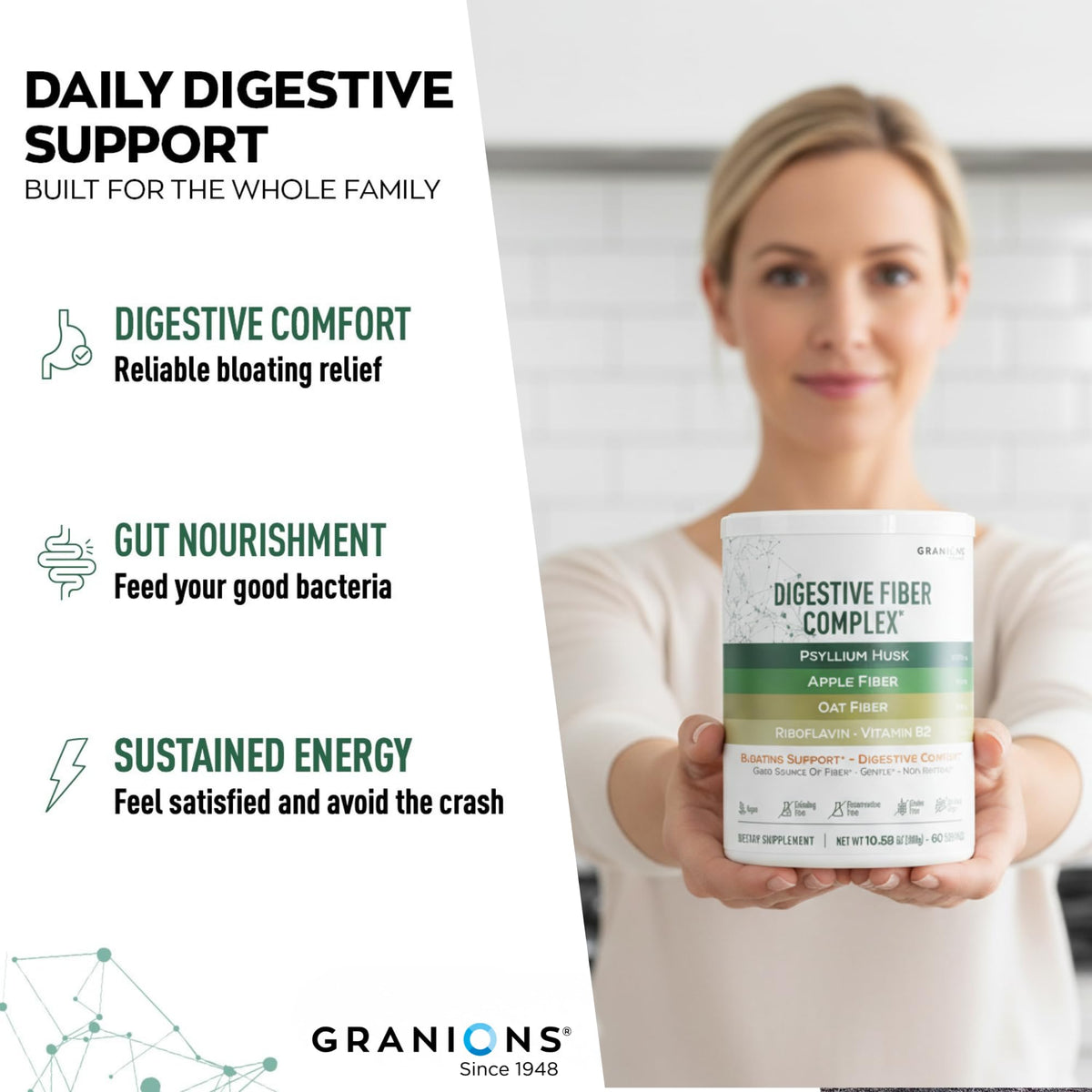 Psyllium Husk Powder β Digestive Fiber Supplement for Gut Health | Vegan, Sugar-Free, Unflavored | 60 Serves