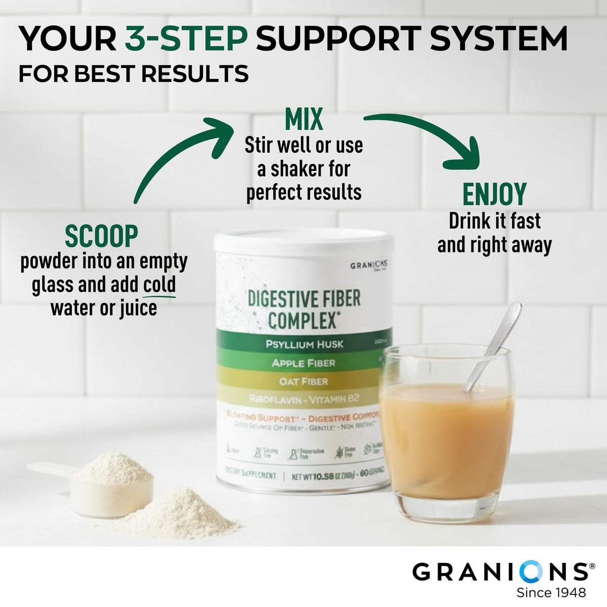 Psyllium Husk Powder β Digestive Fiber Supplement for Gut Health | Vegan, Sugar-Free, Unflavored | 60 Serves