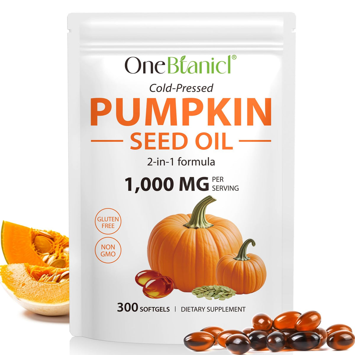 Olio di Semi di Zucca con Capsule di Saw Palmetto, 1000 mg per Porzione – Salute della Prostata e della Vescica, Senza OGM, 300 Capsule Molli