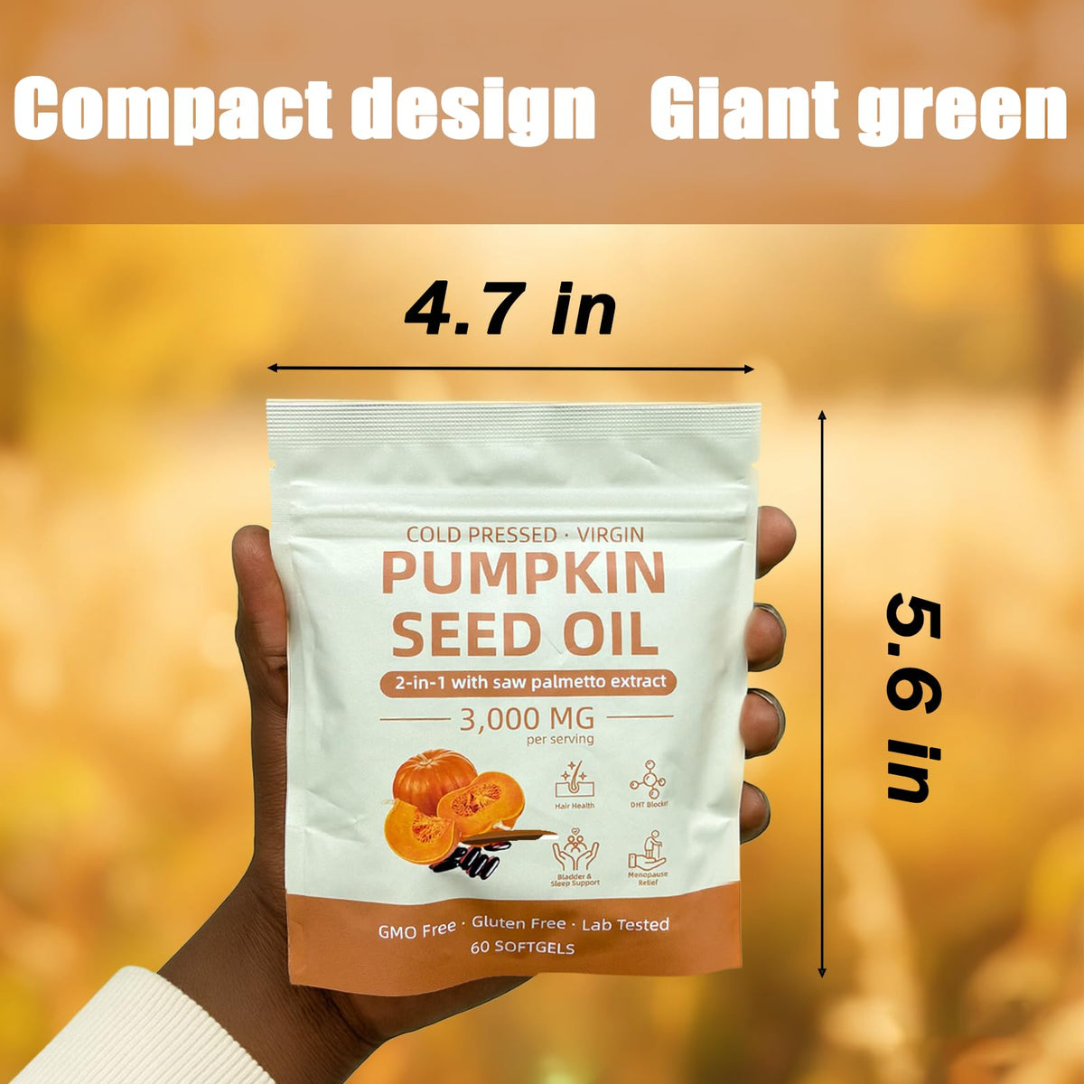 Pumpkin Seed Oil Softgels with Saw Palmetto β Cold-Pressed Virgin Oil, Prostate & Hair Support
