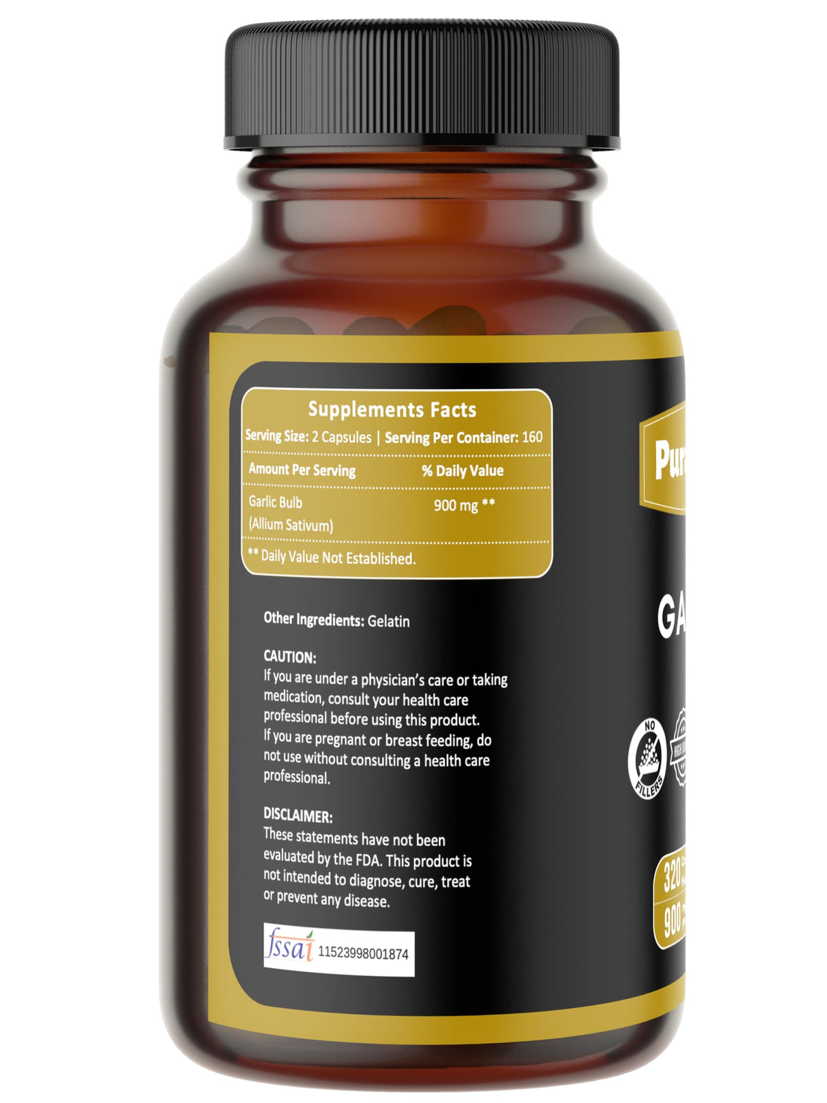 Puranicals Garlic Premium 320 Capsules β Non-GMO, Gluten Free | 900 mg/serving