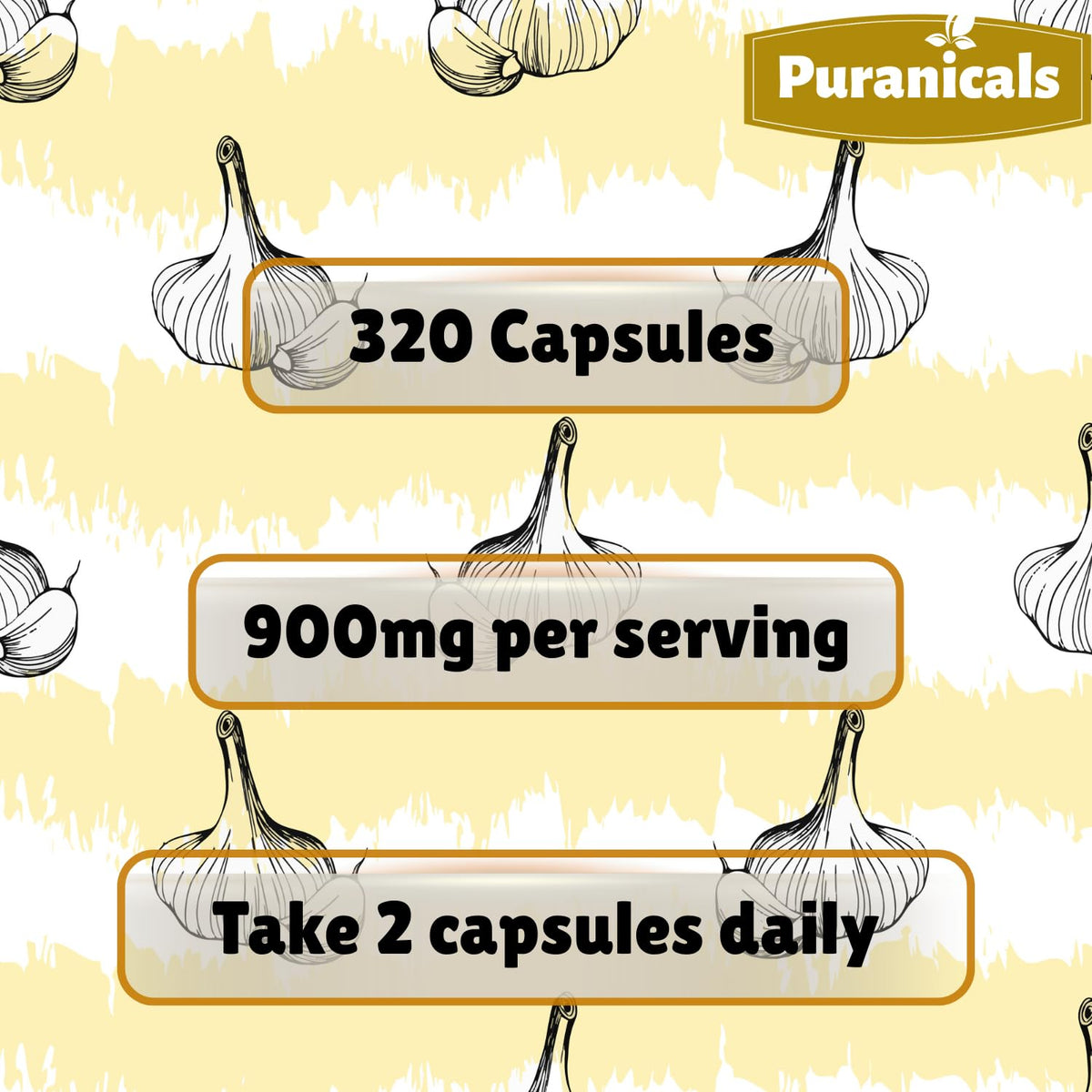 Puranicals Garlic Premium 320 Capsules β Non-GMO, Gluten Free | 900 mg/serving