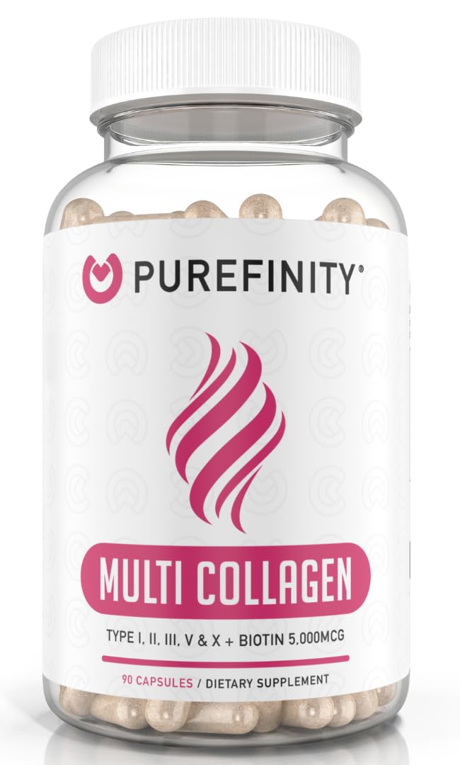 PUREFINITY Collagen Peptides for Women β Multi-Type I/II/III/V/X with Biotin & Hyaluronic Acid | 90 Capsules
