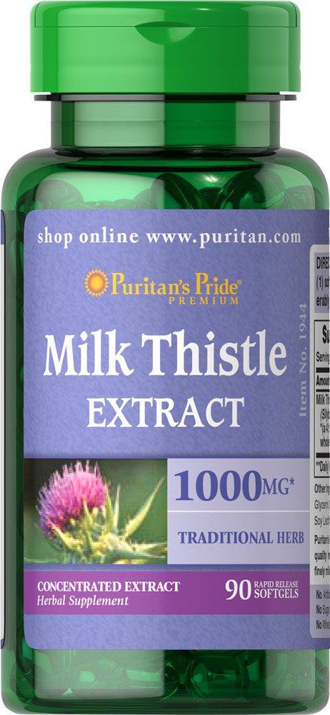 Puritan's Pride Milk Thistle 1000mg 4:1 Extract (Silymarin) β 90 Count (Discontinued)