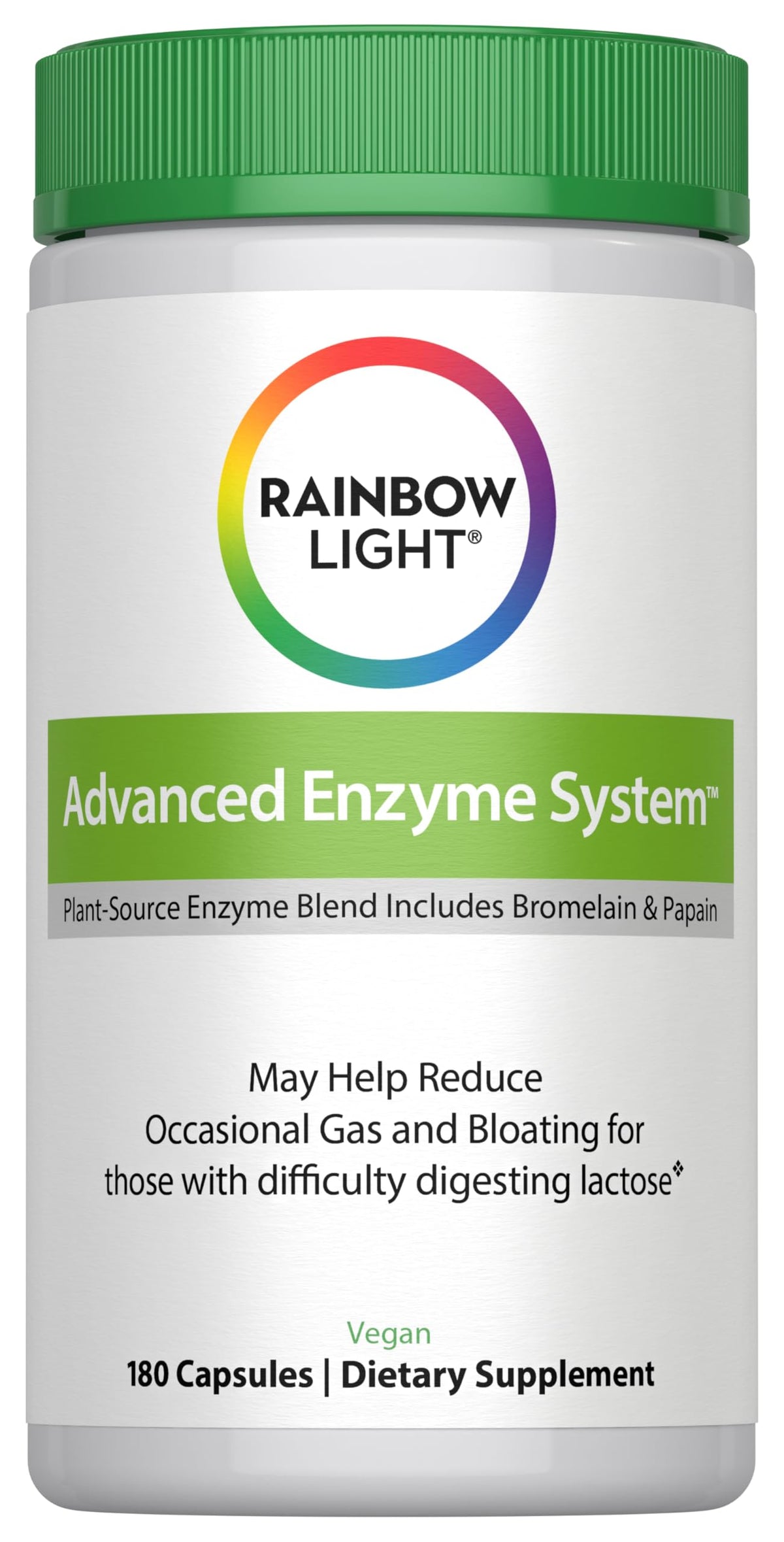 Rainbow Light Advanced Enzyme System β Plant-Source Enzyme Blend, 180 Capsules (Package May Vary)