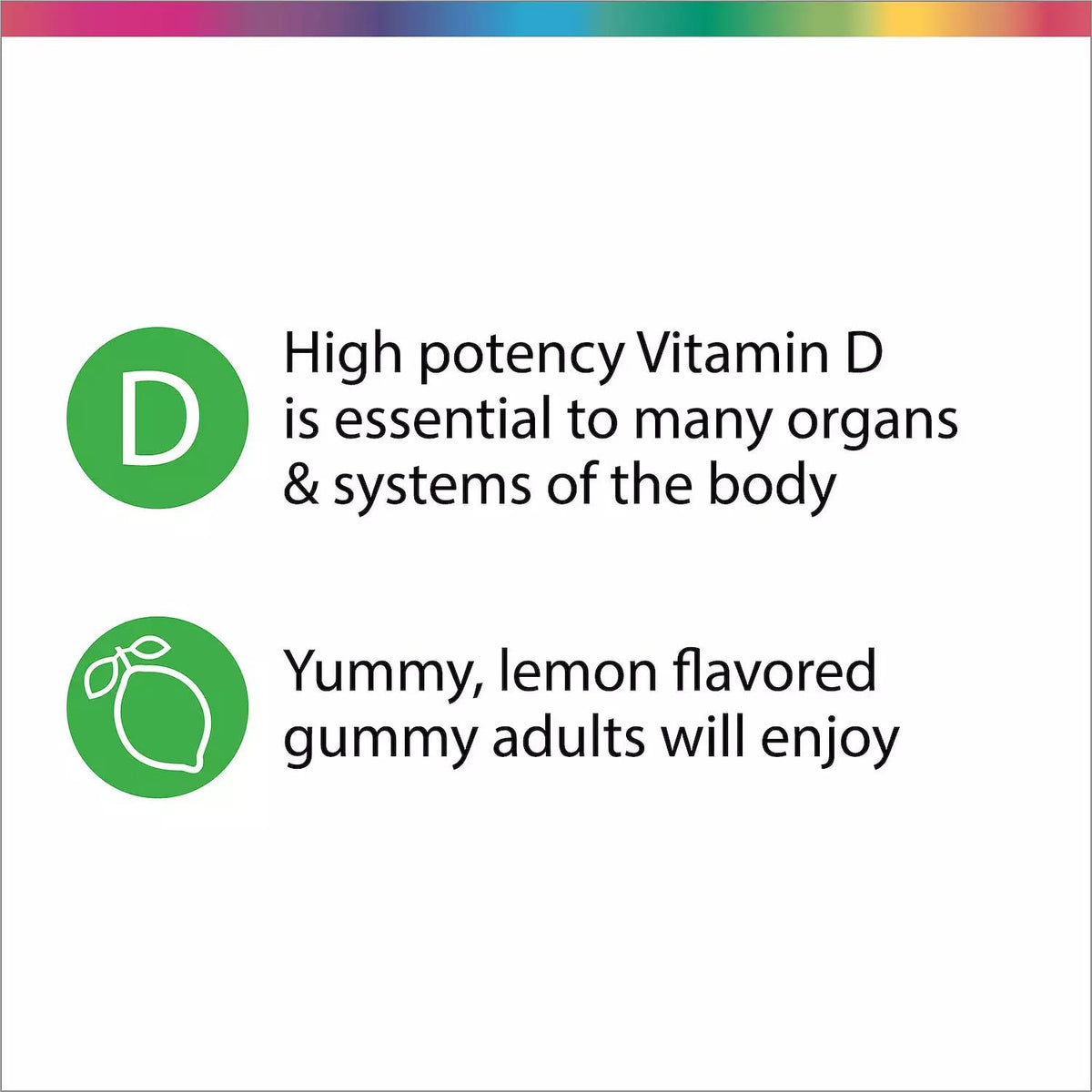 Rainbow Light Sunny Gummies Vitamin D3 1000 IU β Supports Bones, Muscles & Immunity | Gluten-Free, Soy-Free, Sour Lemon 50 Gummies