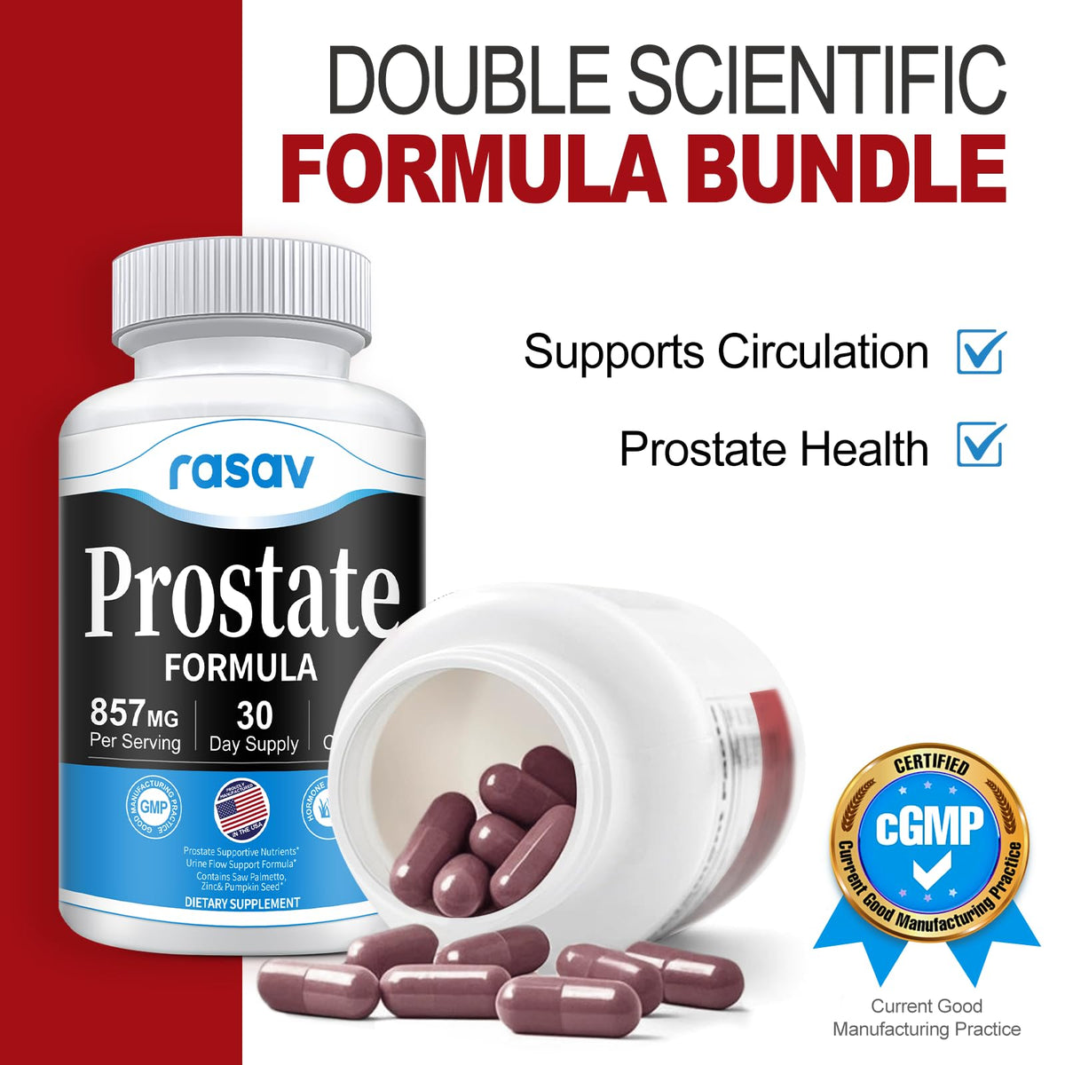 Rasav Prostate & Beetroot Bundle for Men β Saw Palmetto, Pygeum, Beetroot (60 Capsules each)