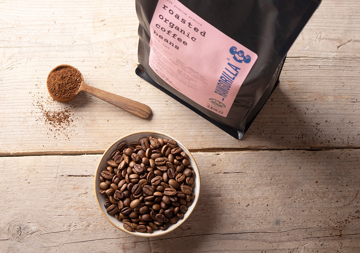 Roasted Organic Whole Coffee Beans - 1kg - RAWGORILLA - HealVia