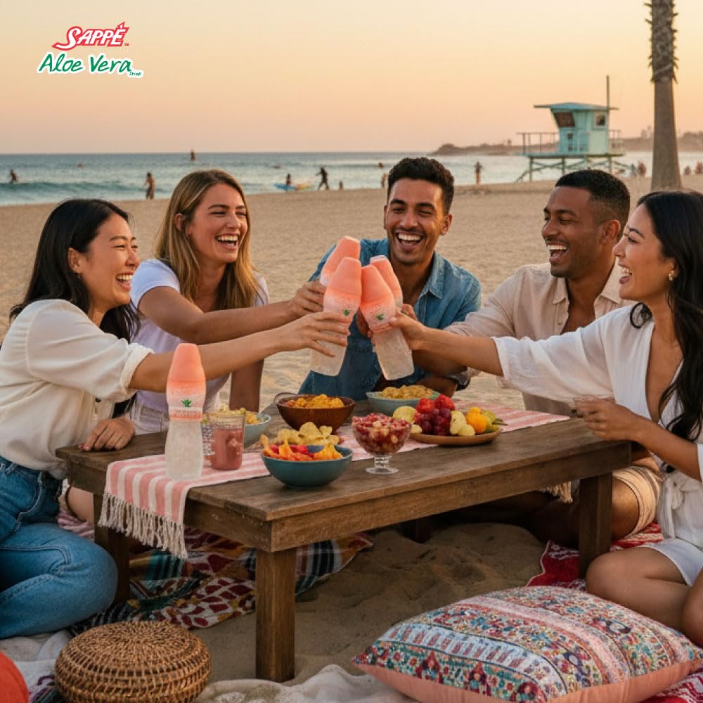 Aloe Vera Juice (Peach) with Chunky Pulp β 6 Packs | Plant-Based Hydration
