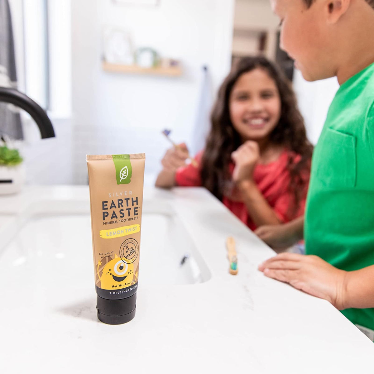 Redmond Earthpaste - Natural Non-Fluoride Toothpaste, 4 oz Tube (2 Pack, Lemon Twist)