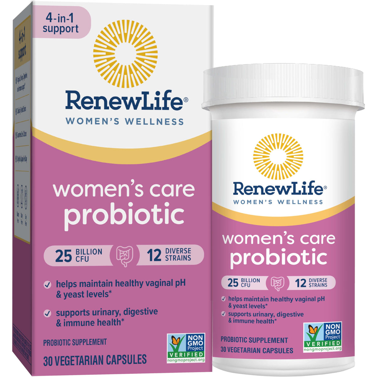 Renew Life Women's Probiotic Capsules β 25 Billion CFU, 12 Strains, Supports Vaginal pH Balance, Urinary, Digestive & Immune Health