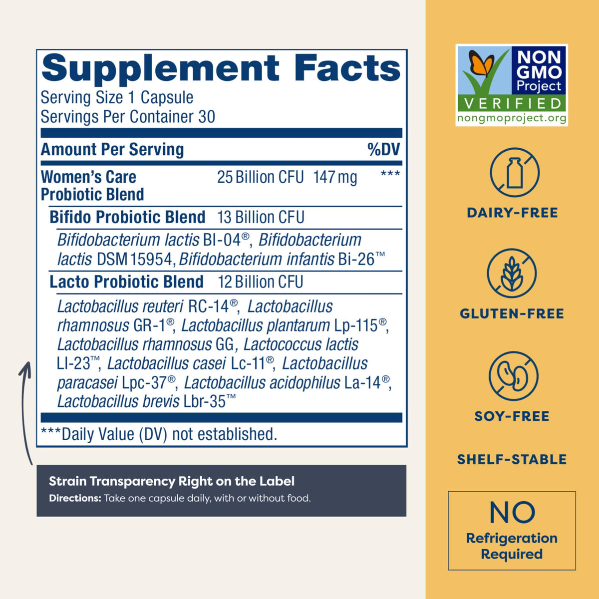 Renew Life Women's Probiotic Capsules β 25 Billion CFU, 12 Strains, Supports Vaginal pH Balance, Urinary, Digestive & Immune Health