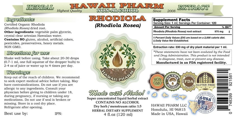 Rhodiola Alcohol-Free Liquid Extract β Organic Rhodiola Rosea Glycerite 2 oz