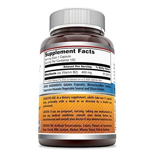 Amazing Formulas Riboflavin 400mg β 120 Capsules | Non-GMO, Gluten Free, Made in USA