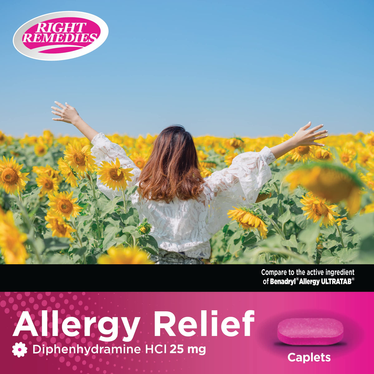 RIGHT REMEDIES Allergy Relief Diphenhydramine HCl 25 mg, 600 Count β Compared to Ultratabs