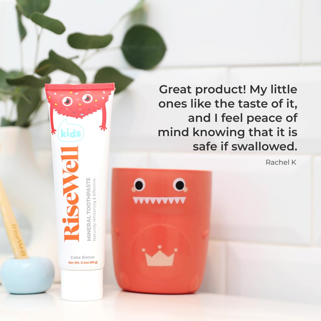 RiseWell Kids Mineral Toothpaste β Hydroxyapatite, No Fluoride, Cake Batter β 3.4 oz (Pack of 2)