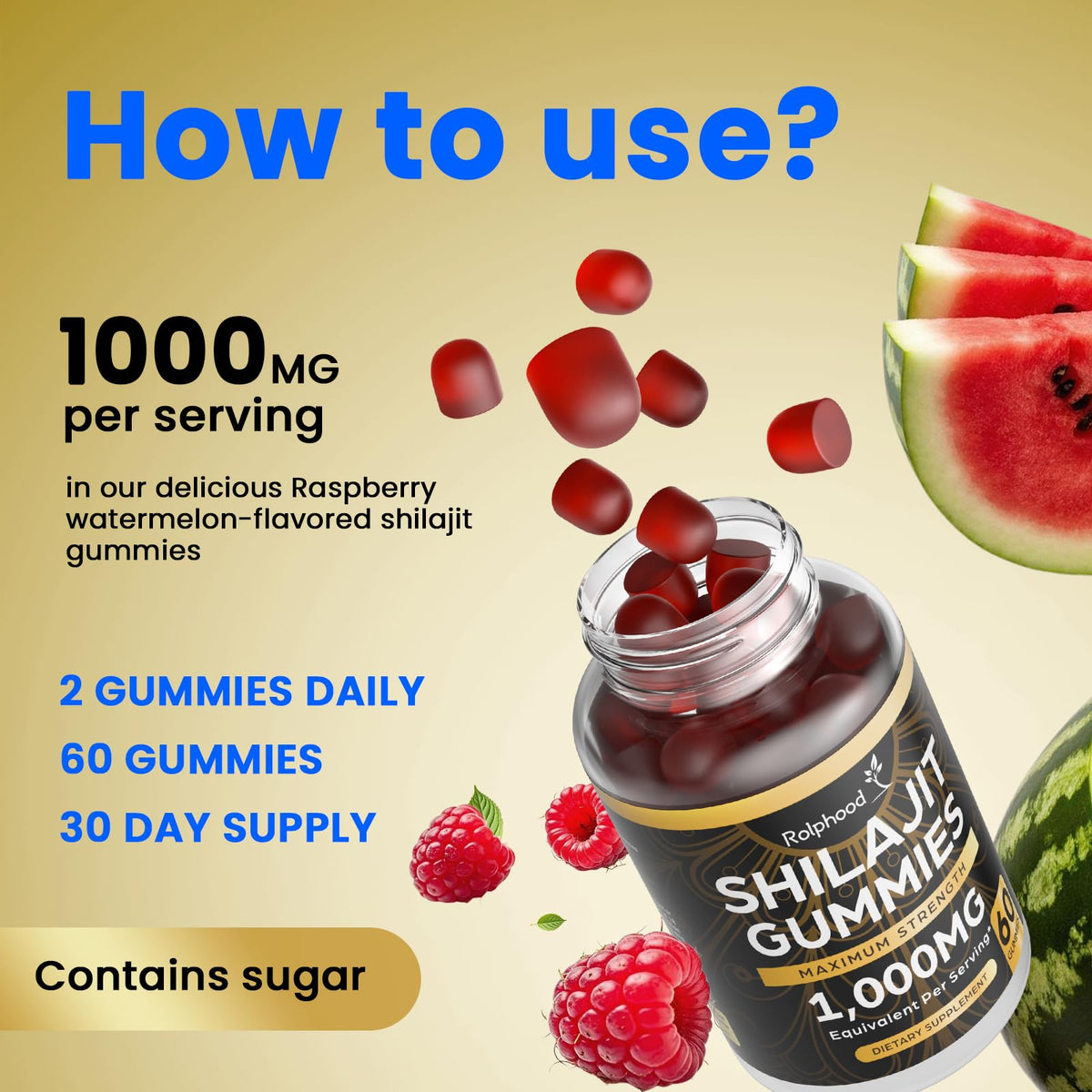 Rolphood Shilajit Gummies for Men & Women β Himalayan Shilajit with Fulvic Acid, 60 Count