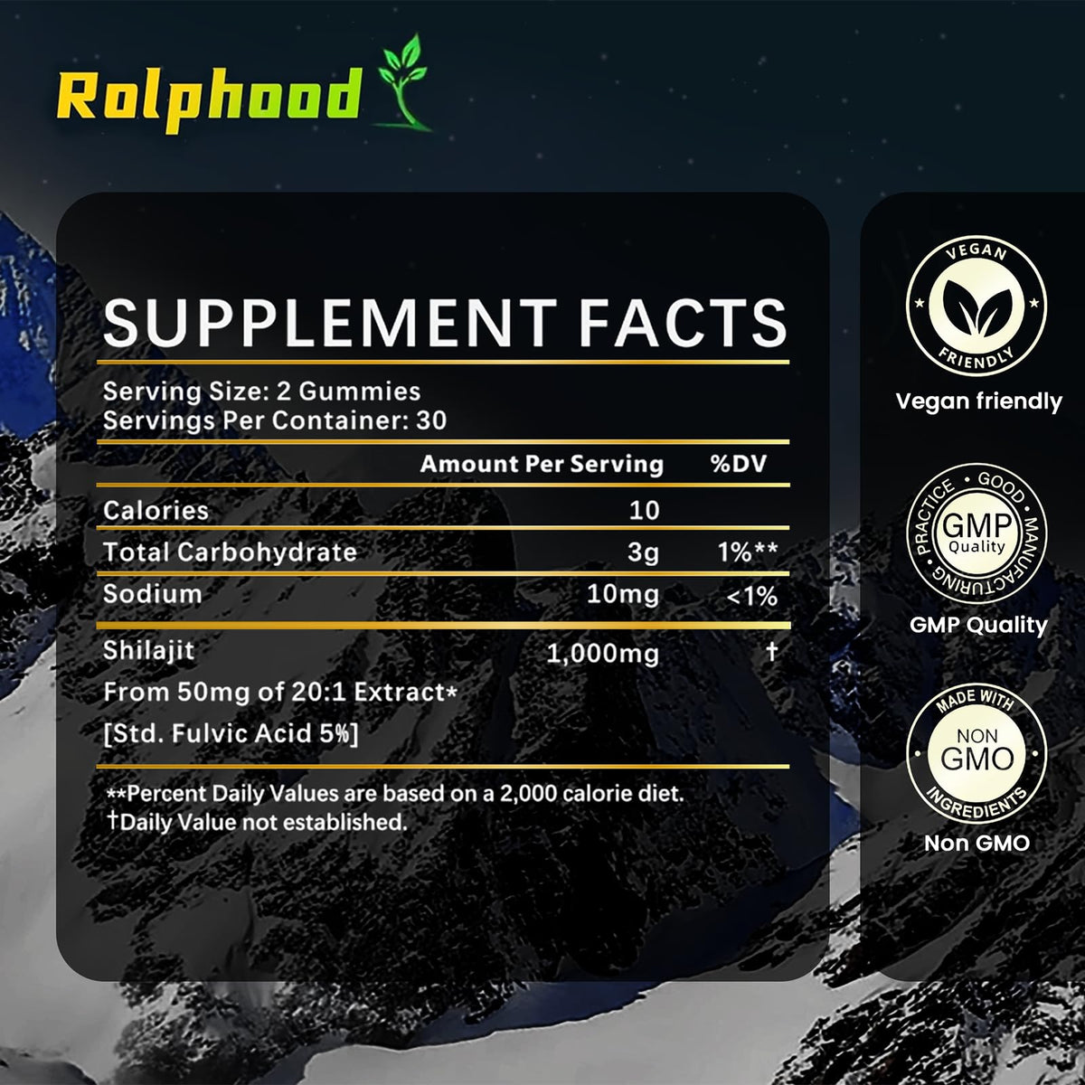 Rolphood Shilajit Gummies for Men & Women β Himalayan Shilajit with Fulvic Acid, 60 Count