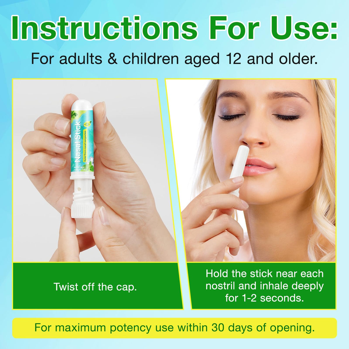 Ruduwu 4 Pack Nasal Stick | جهاز استنشاق طبيعي للانتعاش والاسترخاء السريع
