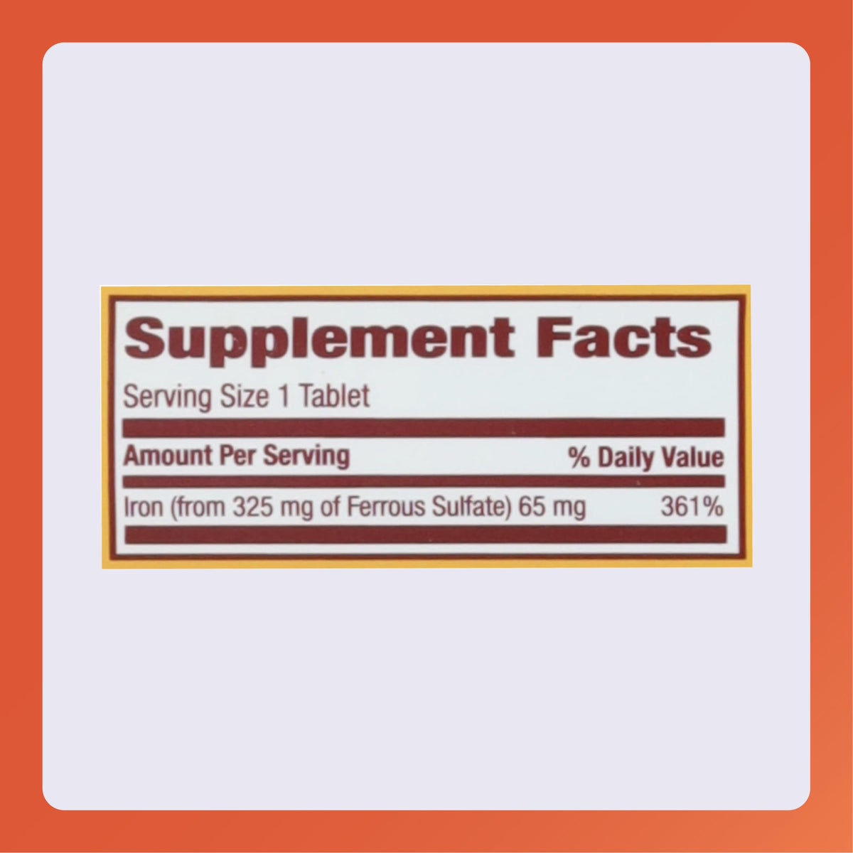 Rugby Ferrous Sulfate 325mg Tablets β Iron Supplement for Women & Men | 100 Count (1 Pack)
