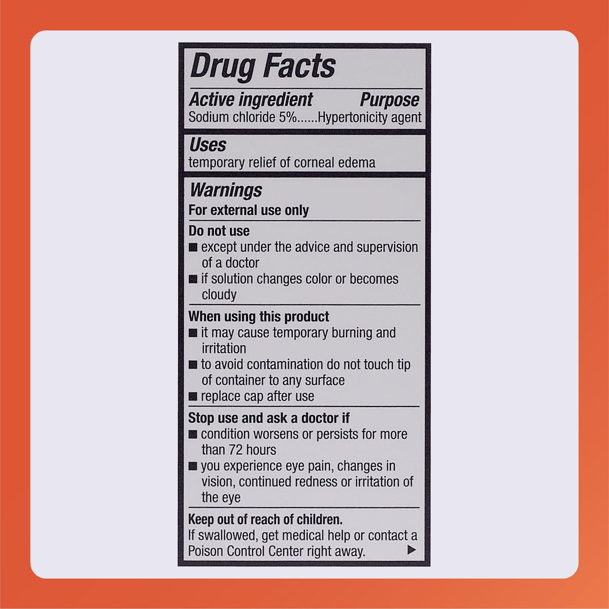 Rugby Laboratories Sodium Chloride 5% Hypertonicity Ophthalmic Drops – Alcohol-Free, 0.5 fl oz