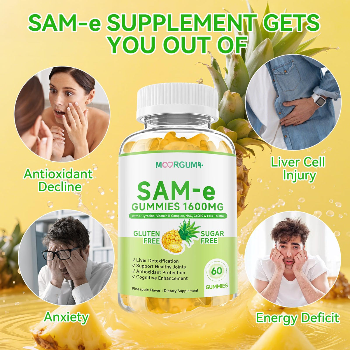 SAM-e L-Tyrosine Gummies with NAC, CoQ10 & Vitamin B β 1600mg SAM-e