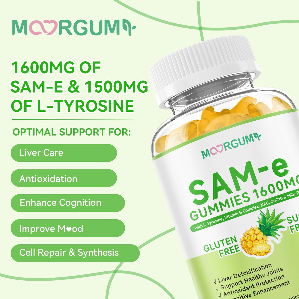 SAM-e L-Tyrosine Gummies with NAC, CoQ10 & Vitamin B β 1600mg SAM-e