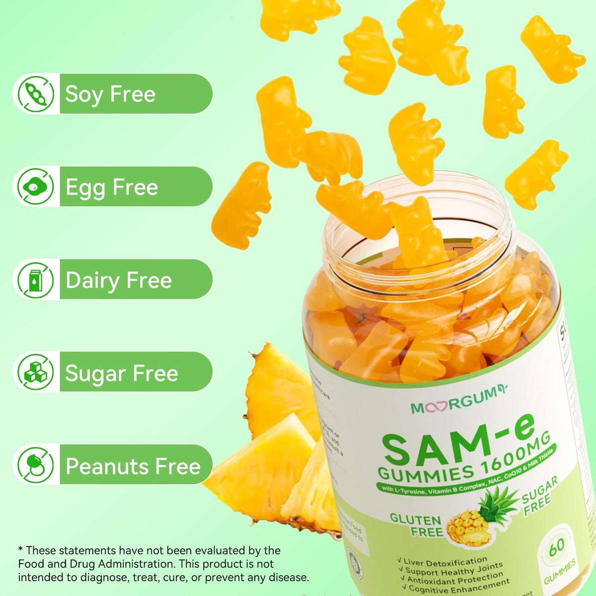 SAM-e L-Tyrosine Gummies with NAC, CoQ10 & Vitamin B β 1600mg SAM-e