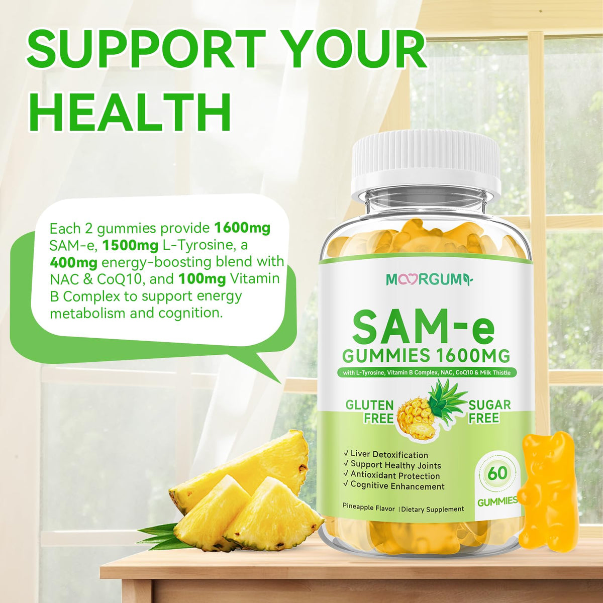 SAM-e L-Tyrosine Gummies with NAC, CoQ10 & Vitamin B β 1600mg SAM-e