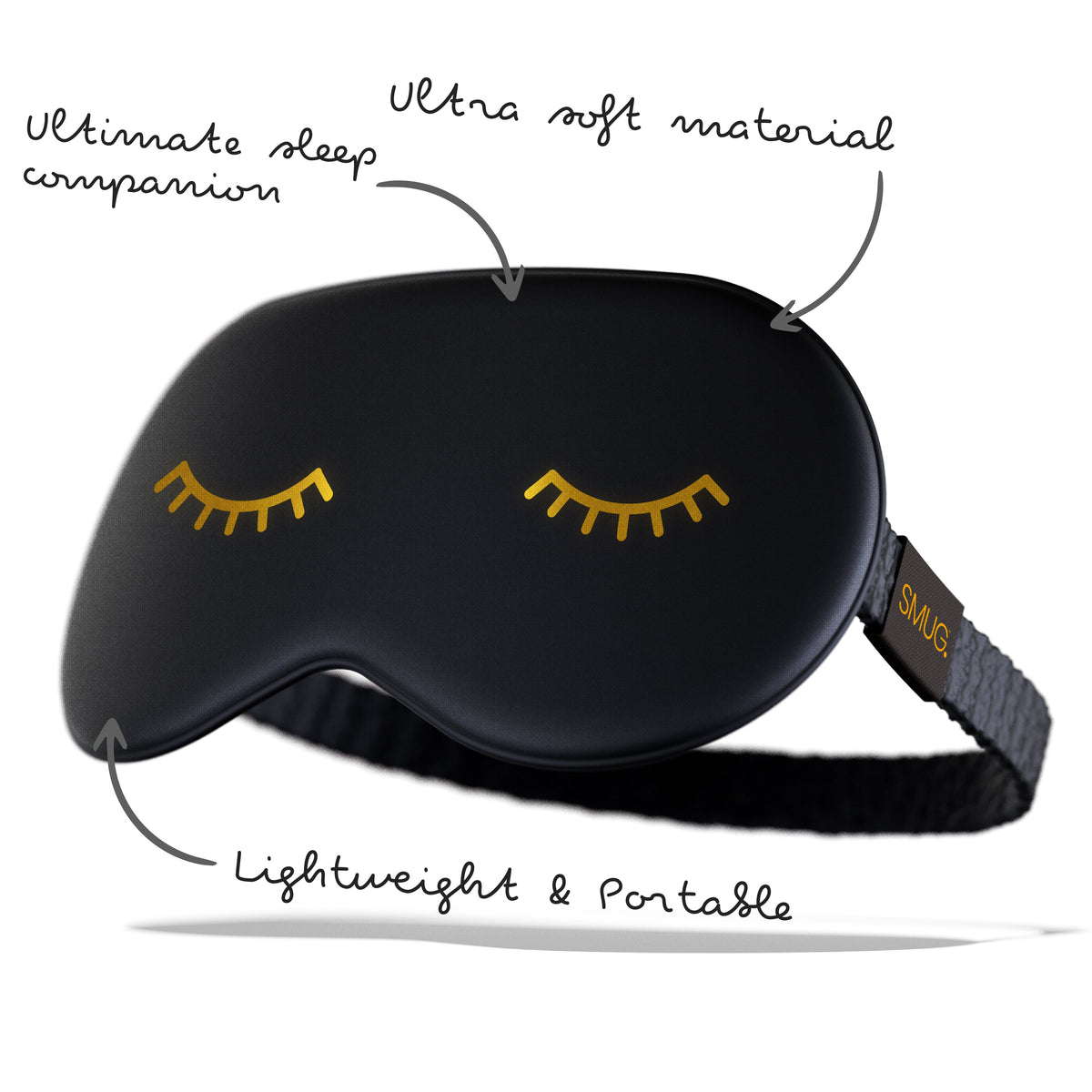 Satin Sleep Mask - Wink Print, Black