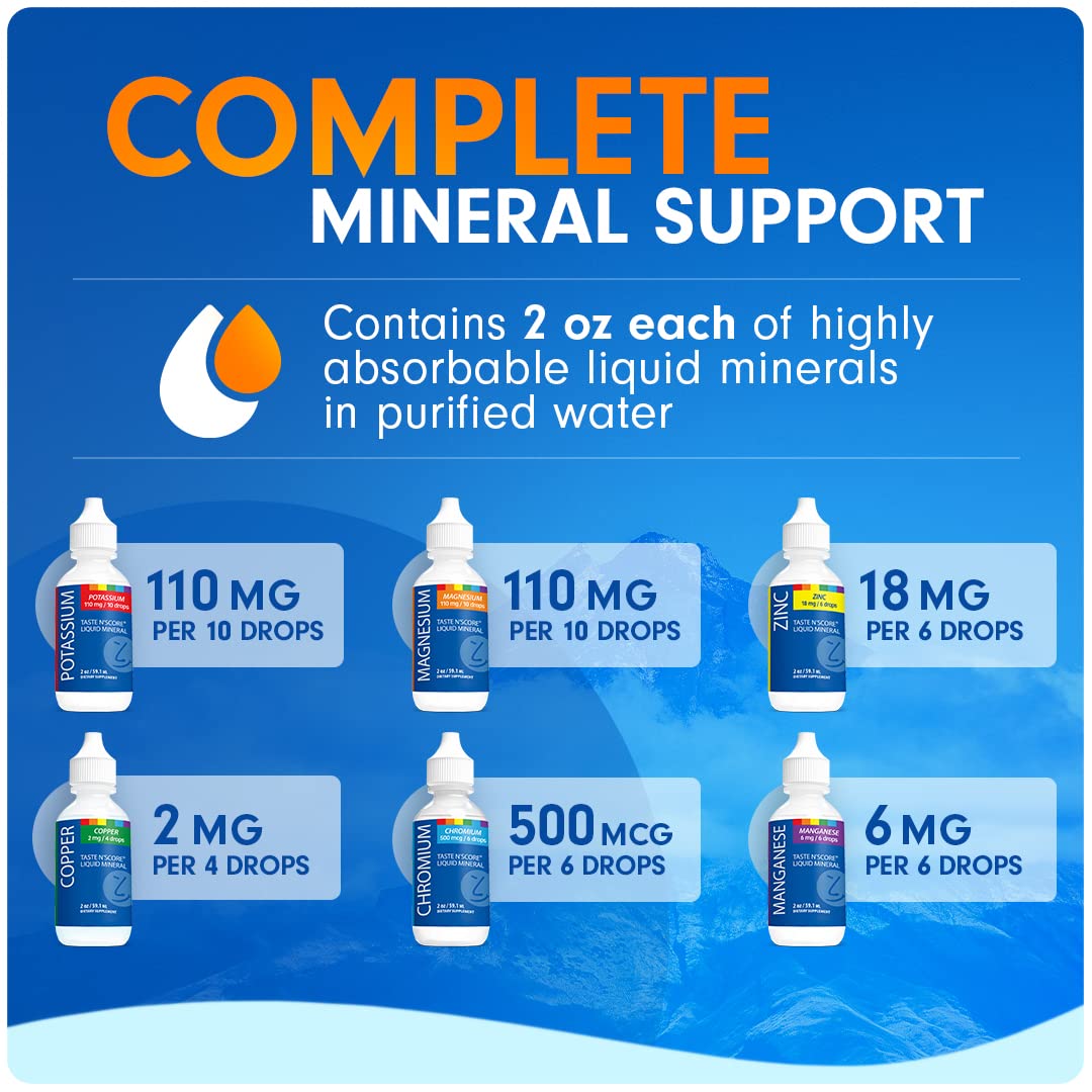 Lyte Balance Taste N' Score Kit di minerali liquidi – Confezione da 6 (60 ml) | Gocce di minerali puri