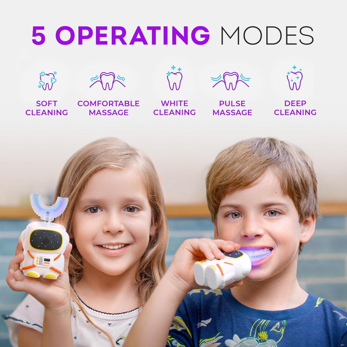 Sensory 360 U-Shaped Kids Toothbrush β Astronaut Design, 5 Modes, Memory Function