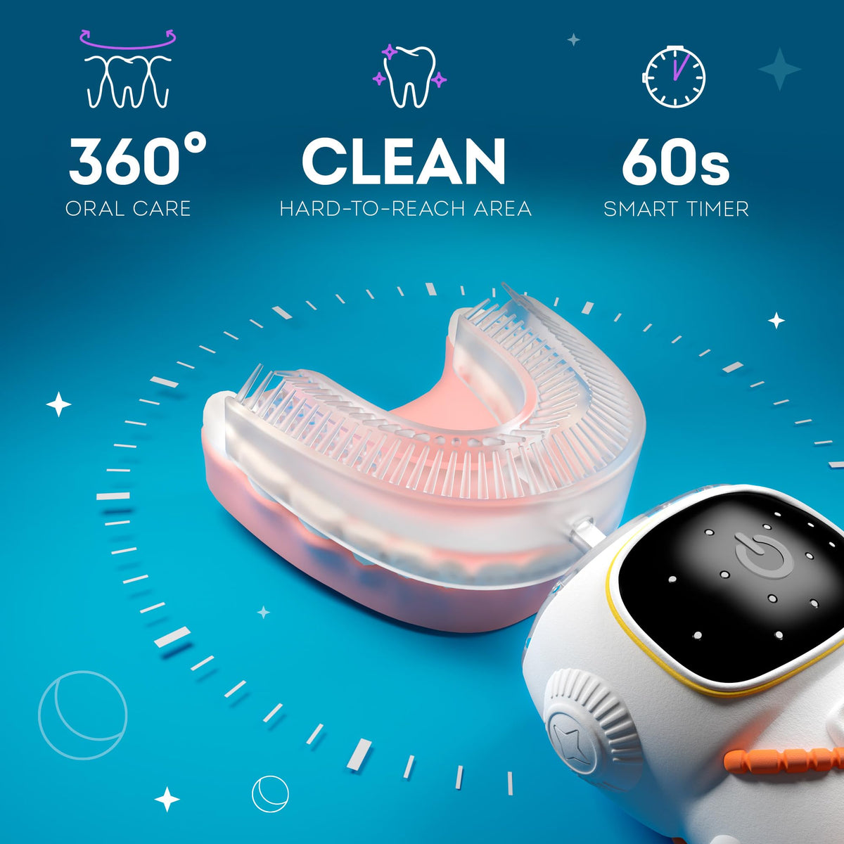 Sensory 360 U-Shaped Kids Toothbrush β Astronaut Design, 5 Modes, Memory Function