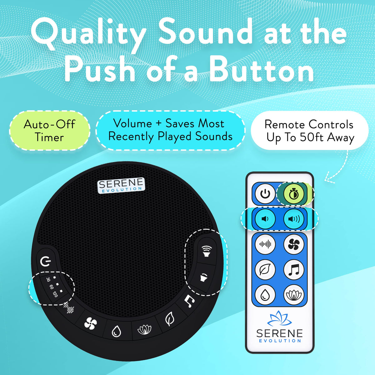 Serene Evolution White Noise Machine for Sleep (Black) β 60 Soothing Sounds
