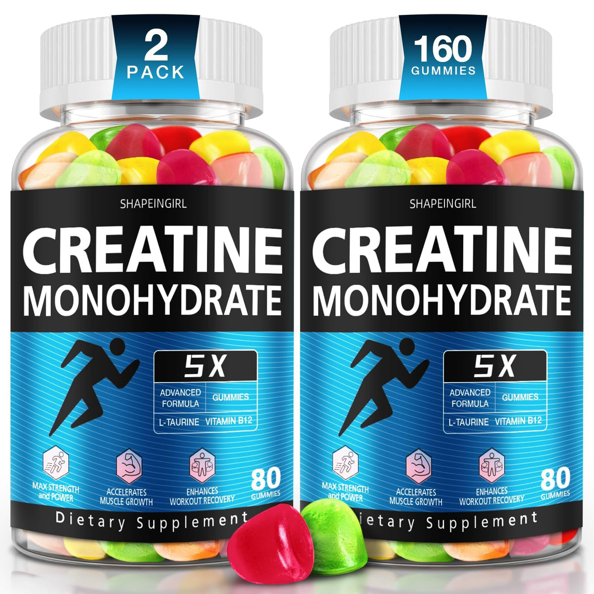 SHAPEINGIRL Creatine Monohydrate Gummies β Clean Creatine for Women & Men | Muscle, Endurance & Recovery