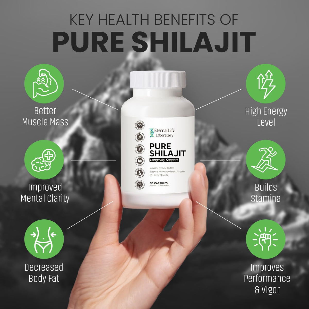 Shilajit Puro al 100% Shilajit Himalayano Biologico 1000mg | Oltre 85 Minerali