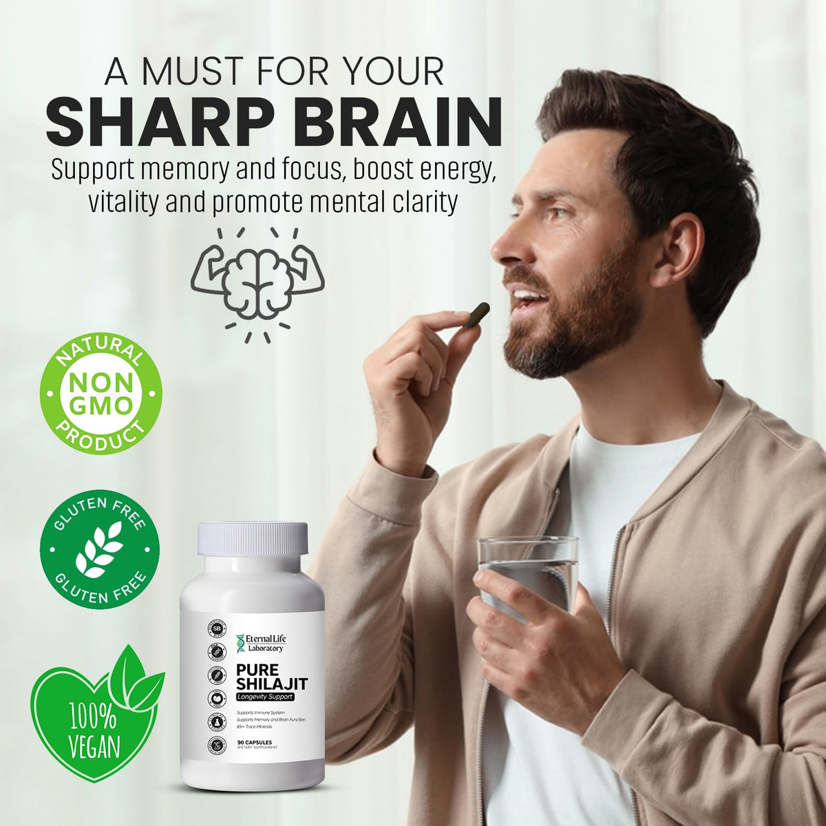 Shilajit Puro al 100% Shilajit Himalayano Biologico 1000mg | Oltre 85 Minerali